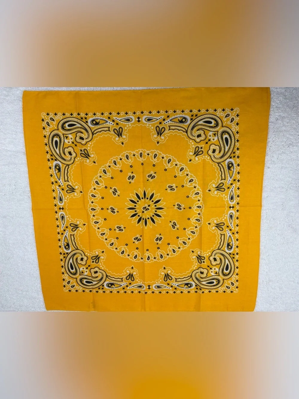 NEW Hobby Lobby Mustard Yellow Paisley 12 Bandanas-22” x 22”